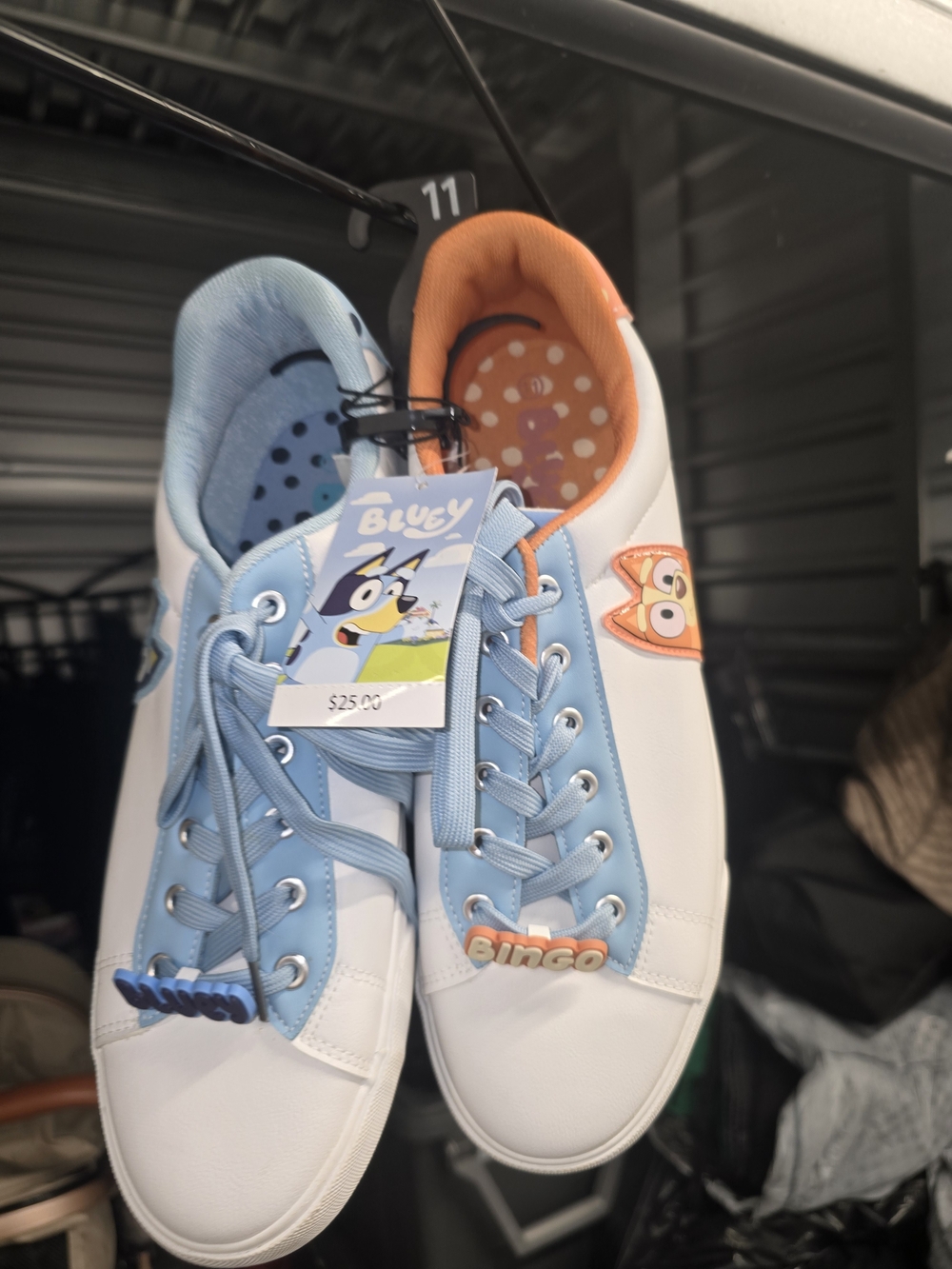 Bluey Kids' White & Light Blue Lace-Up Sneakers with Orange Accent